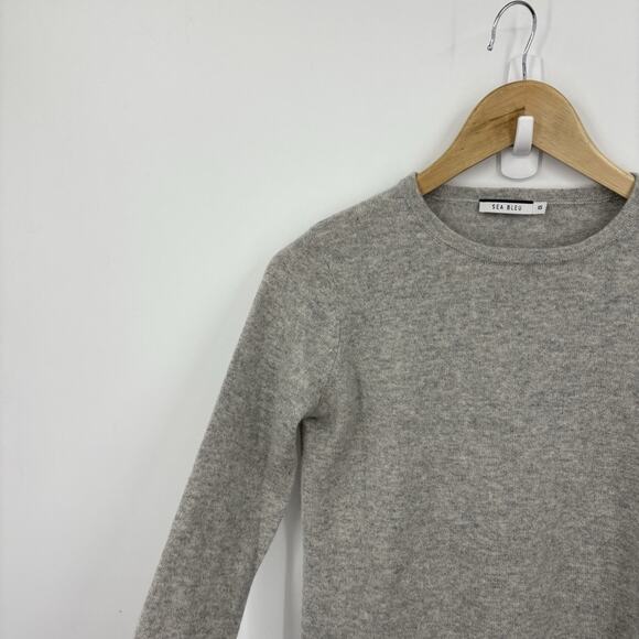 Sea Bleu Cashmere Sweater XSmall Luxury Scandi Parisian Flare Sleeve Old Money - Picture 2 of 7